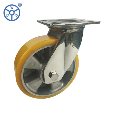 Wbd Popular 4 5 6 Inch Stainless Steel Aluminium Core PU Heavy Duty Rigid Swivel Industrial Ruedas Casters Wheel